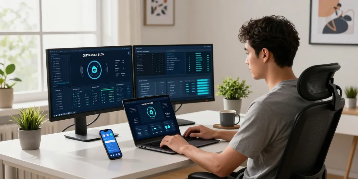 快连 user in a modern workspace optimizing VPN for secure internet experience