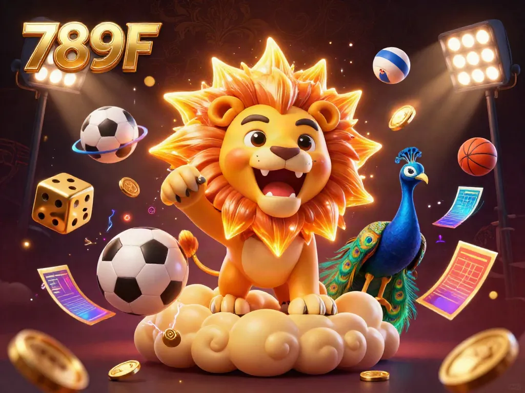 Experience thrilling wins at 789F with vibrant 3D elements depicting sports betting excitement.
