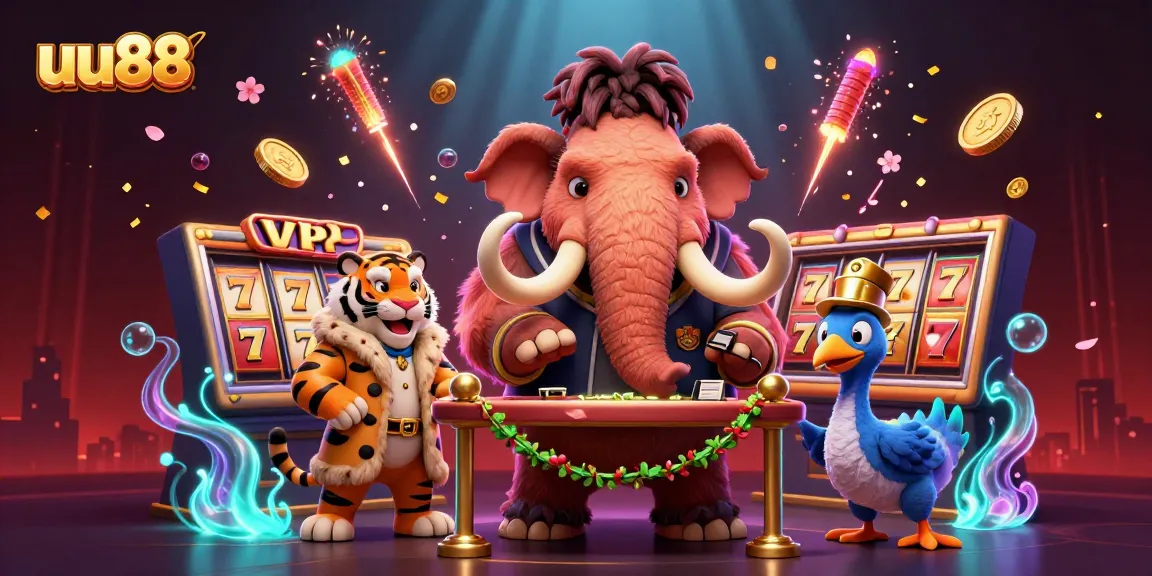 Experience thrilling slots excitement at uu88 with a whimsical 3D casino scene.