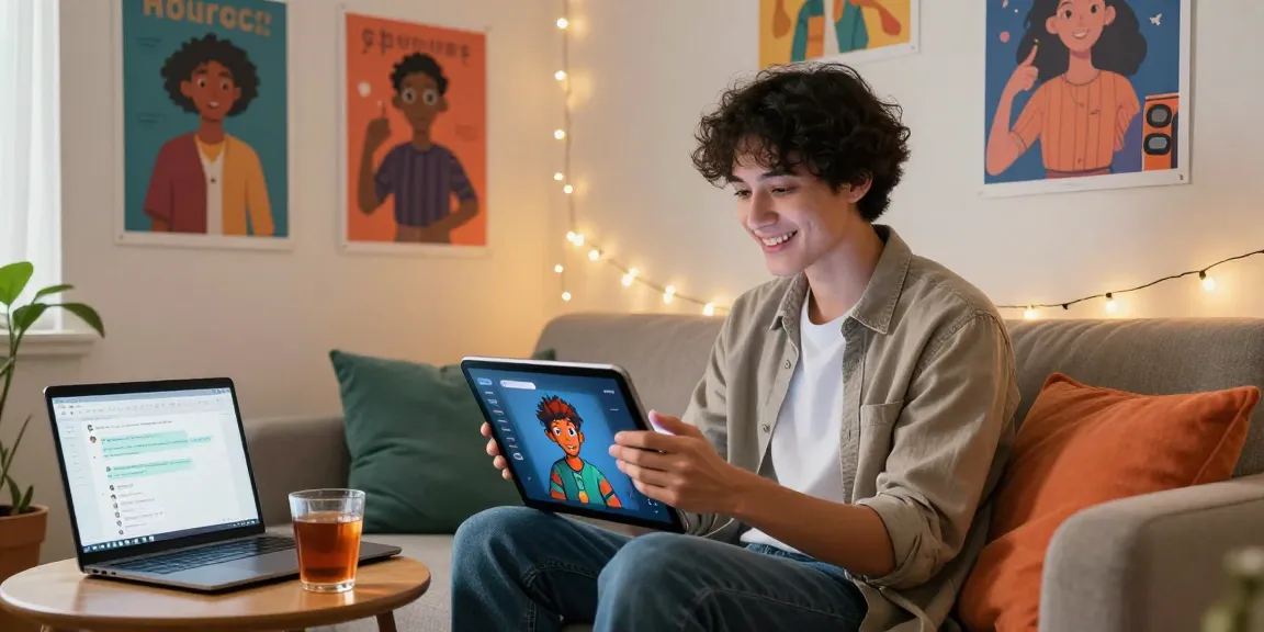 Engaging in nsfw ai chat with a custom animated character in a cozy digital environment.