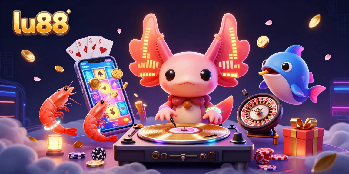 Join the excitement at lu88 with a vibrant scene of a 3D casino adventure featuring colorful characters and thrilling game elements.