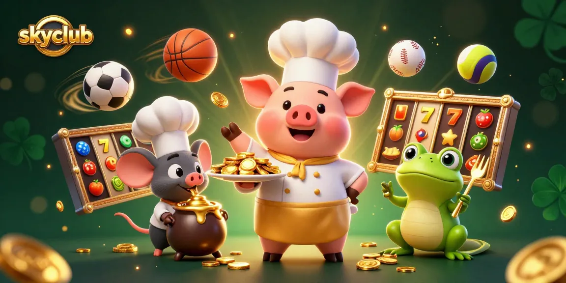 Join the excitement at skyclub with vibrant casino elements and engaging characters in a thrilling game atmosphere.