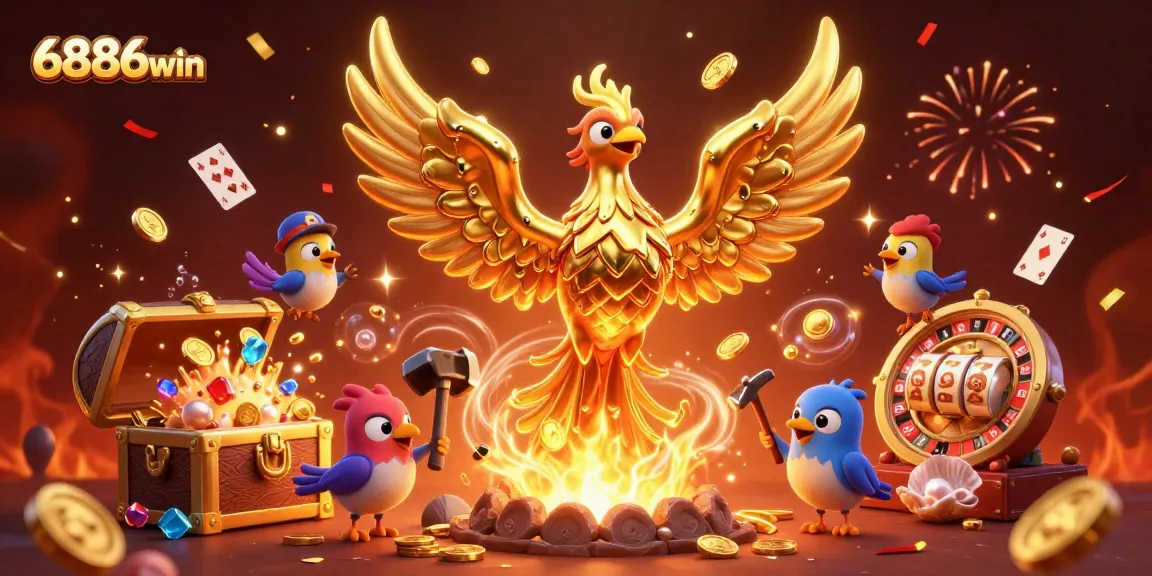 Experience thrilling wins at 6886win with dynamic golden phoenix and casino elements bursting with excitement.