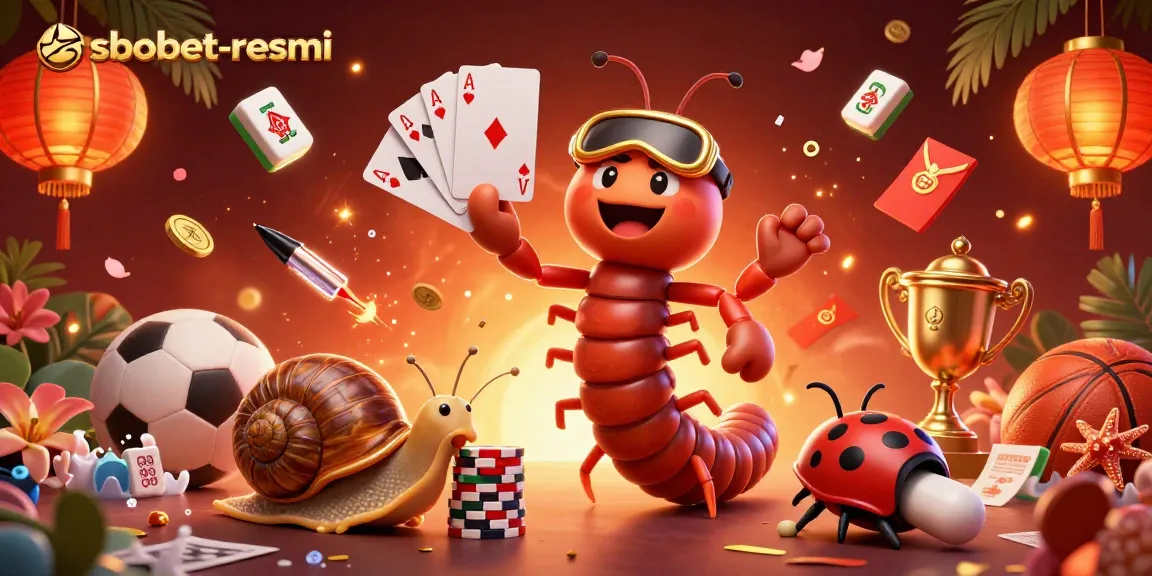 Engage with sbobet-resmi sports betting through a vibrant 3D illustration of dynamic characters and betting elements.