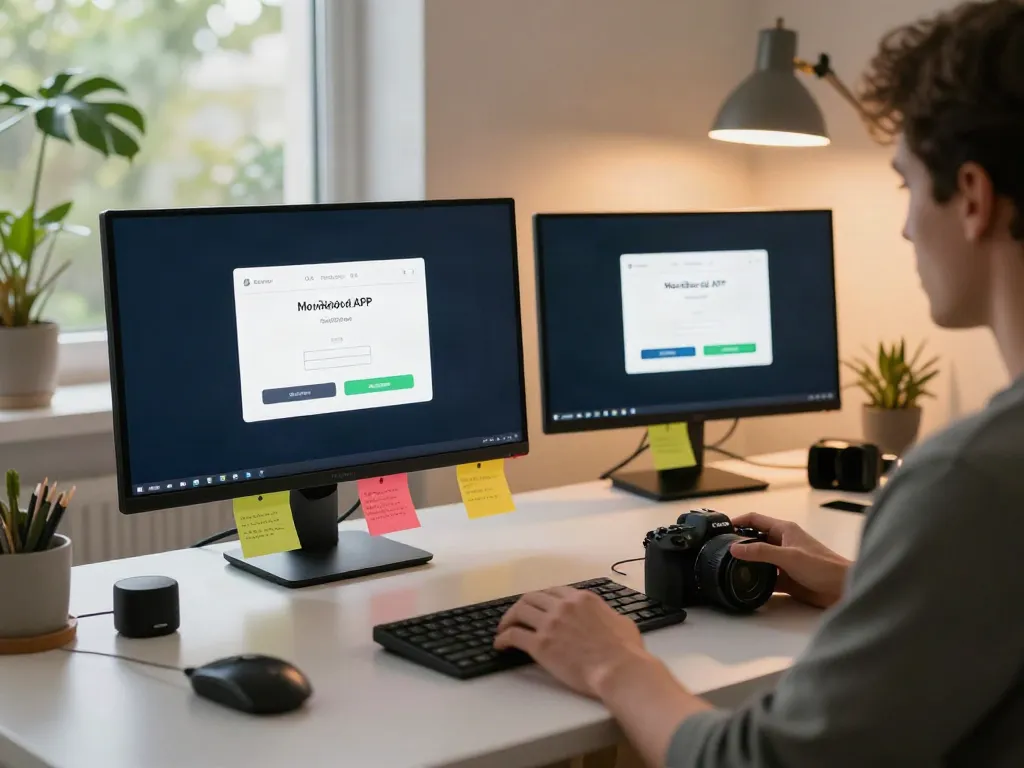 Tech-savvy user installing MovieBox old APK in a cozy workspace.