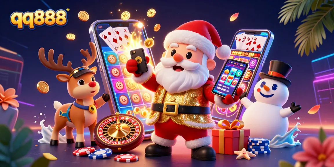 Experience thrilling jackpots in a vibrant qq888 casino scene with animated characters and games.