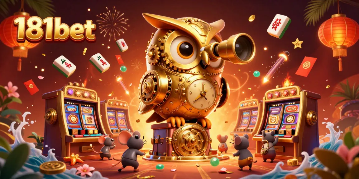 Experience the excitement of 181bet with engaging casino elements featuring a golden owl and lucky charms.