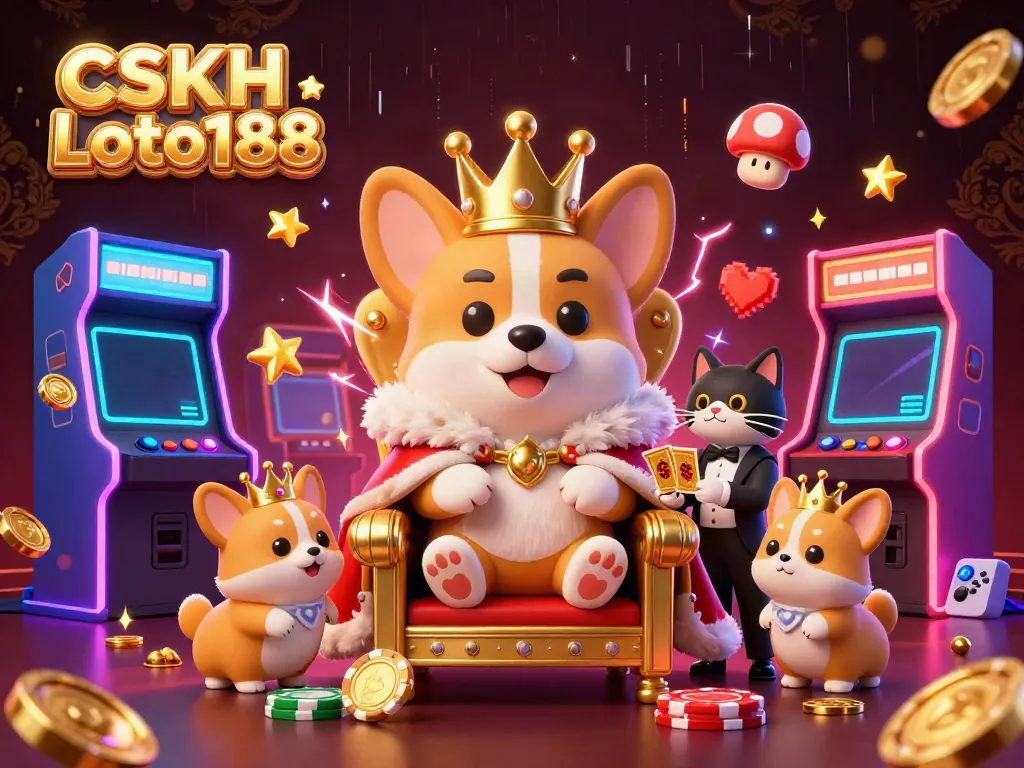Experience excitement with CSKH Loto188 in this vibrant casino-themed illustration featuring royale themes.