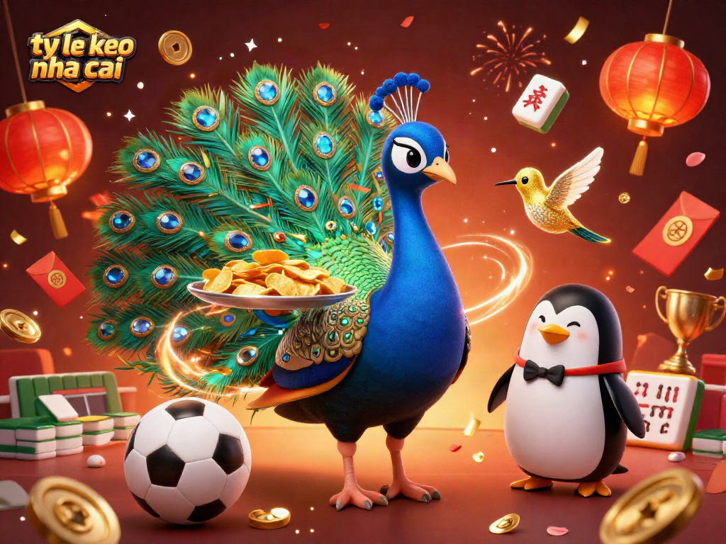 Betting slips and trophies adorn a festive scene showcasing ty le keo nha cai strategies and sports elements.
