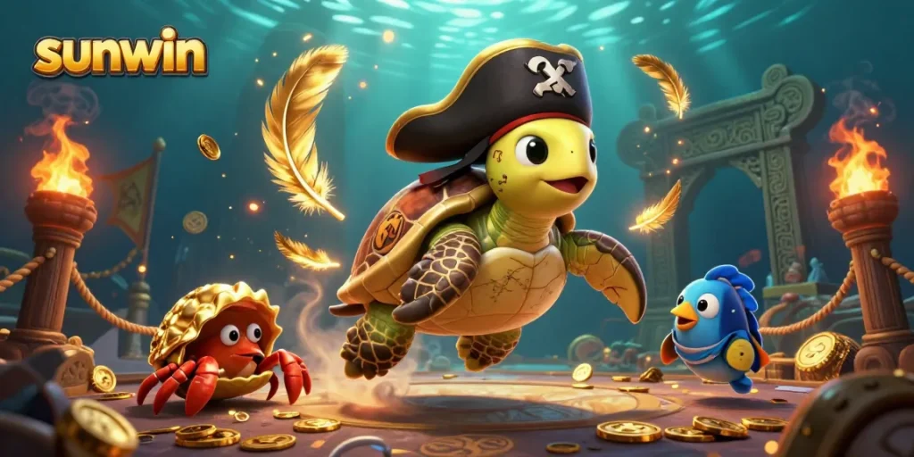 Spin to win big with sunwin's vibrant casino scene featuring animated treasure elements.