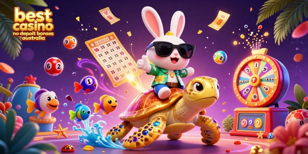 Celebrate big wins with the best casino no deposit bonuses australia in a vibrant 3D cartoon scene.