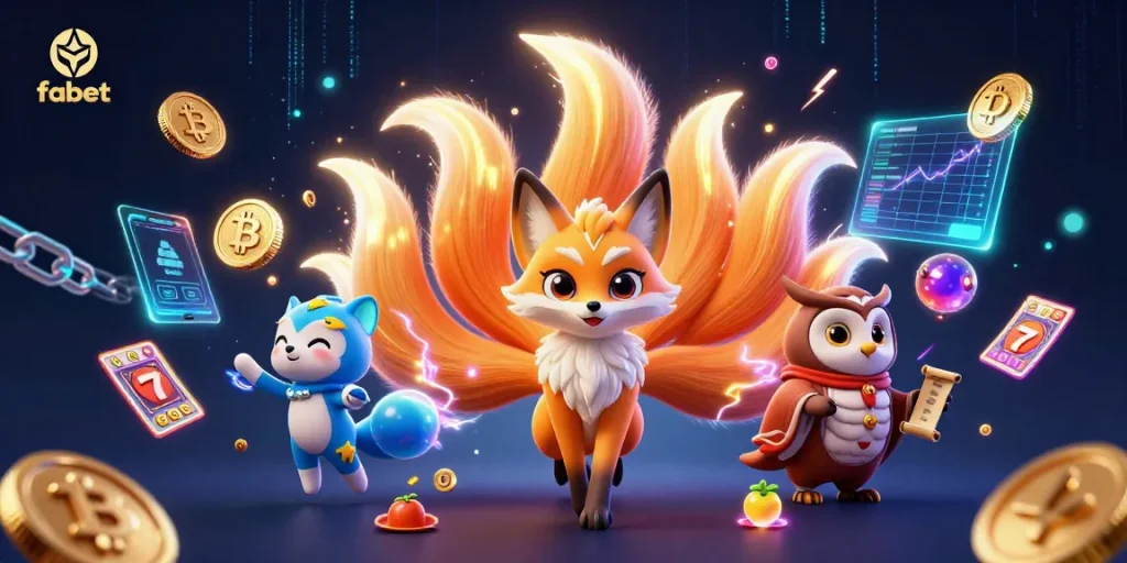 Witness fabet's thrilling casino action with lively characters, slots, and crypto elements.