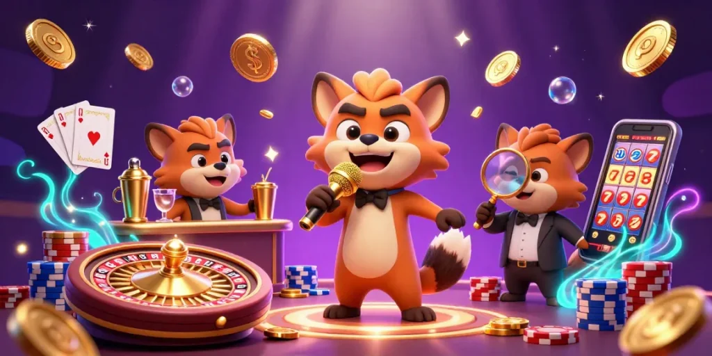 Join the fun with sunwin at this lively hyena comedy casino scene featuring games and laughter.