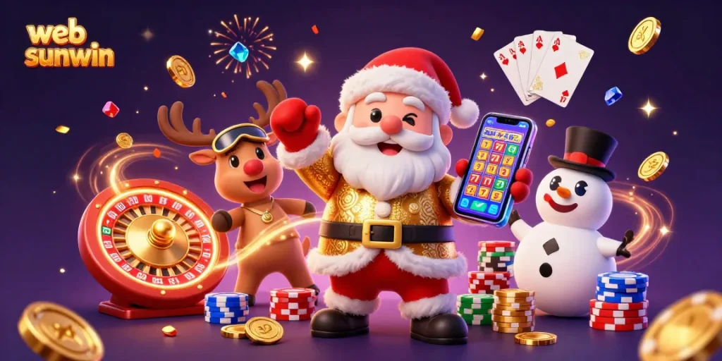 Experience the thrill of web sunwin with Santa and friends as they celebrate big wins at the casino.